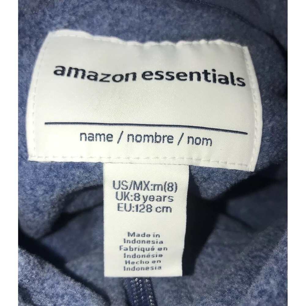 New Amazon Essentials Boys Full-Zip Fleece Jacket Youth Size Medium 8 Blue - Picture 4 of 6